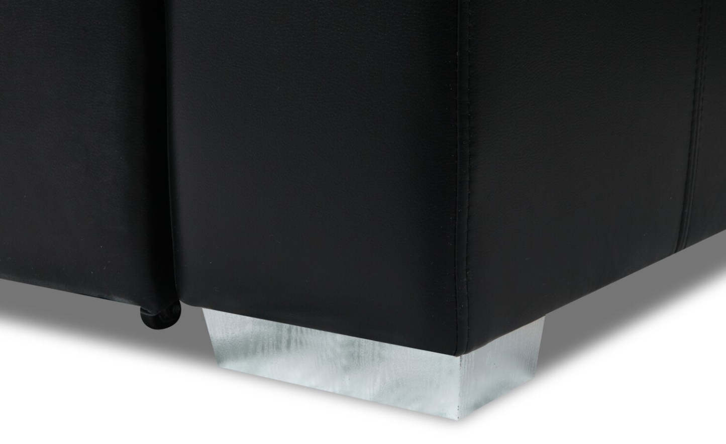 Fauteuil Drake de 41,5 po en tissu d’apparence cuir avec pouf rétractable et appuie-têtes relevables - noir