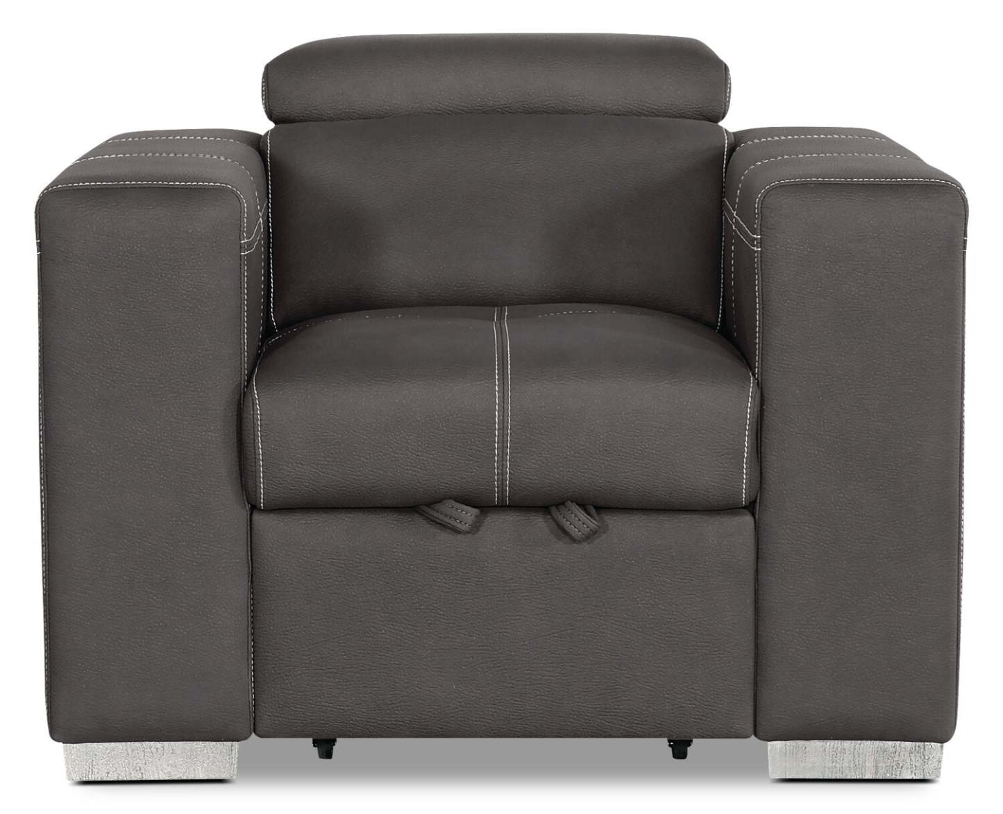 Fauteuil Drake de 41,5 po en tissu de suédine avec pouf rétractable et appuie-têtes relevables - gris ciment