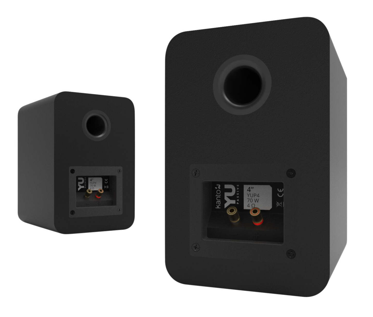 Kanto YU Passive 4 Enceintes Bibliothèque avec 1 Tweeter à Dôme en Soie - Noir | Haut-parleurs d'étagère passifs Kanto YU 4 po avec haut-parleur d'aigus 1 po, dôme en soie -noirs | YUP4BSPK