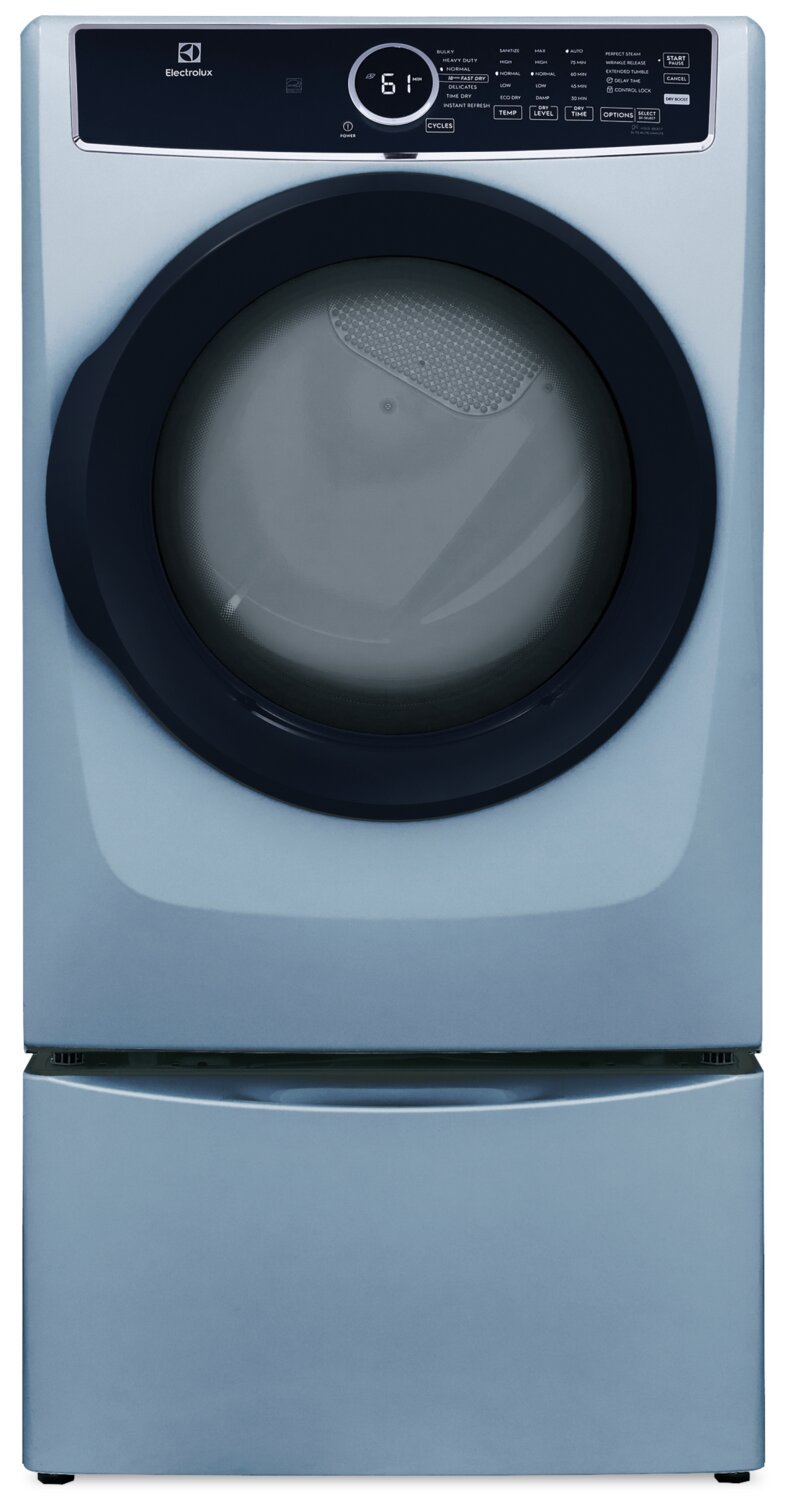 Sécheuse électrique Electrolux de 8 pi³ avec vapeur - bleu glacier - superposable - ELFE743CAG | Electrolux 8 Cu. Fort. Sécheuse électrique à vapeur - Bleu glacier - Empilable - ELFE743CAG