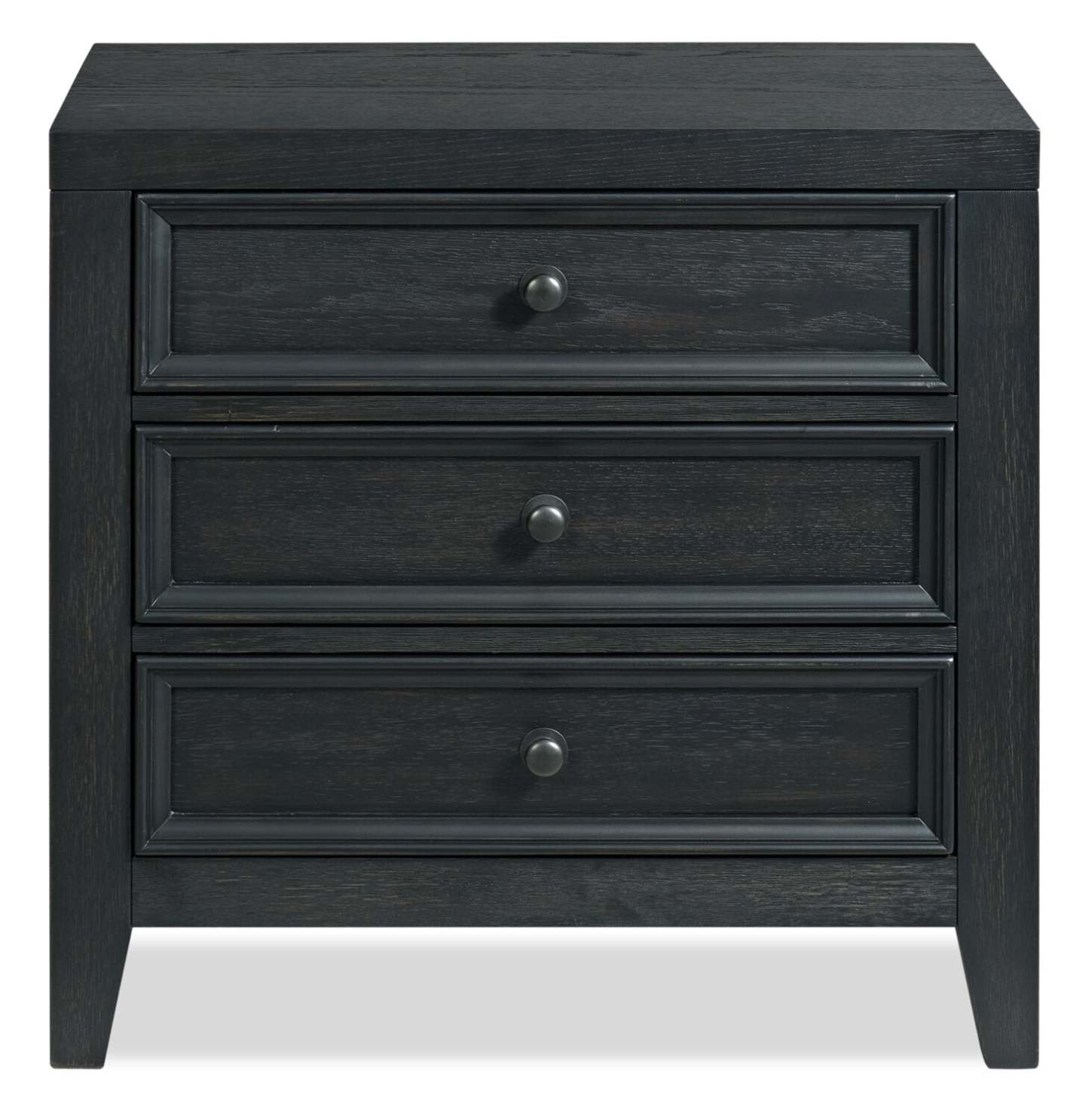 Casa Bedside 3-Drawer Nightstand with USB Port, 27W x 26.5H, Wood - Black | Table de nuit Casa de 27 po (l) x 26,5 po (H) en bois à 3 tiroirs avec port USB - noire