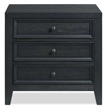 Casa Bedside 3-Drawer Nightstand with USB Port, 27W x 26.5H, Wood - Black | Table de nuit Casa de 27 po (l) x 26,5 po (H) en bois à 3 tiroirs avec port USB - noire