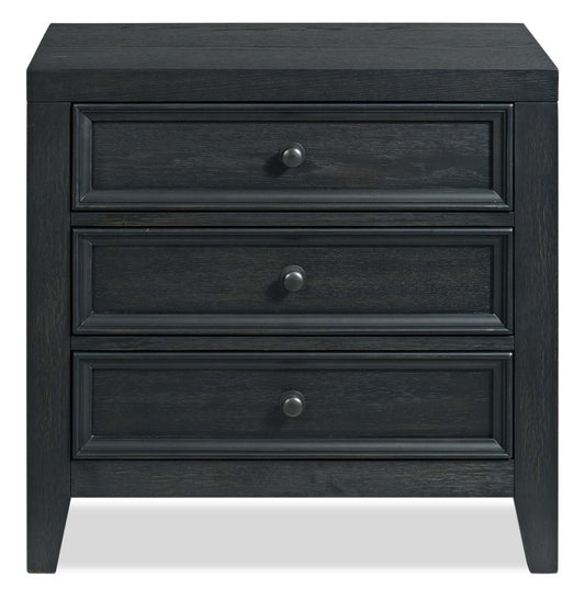 Casa Bedside 3-Drawer Nightstand with USB Port, 27W x 26.5H, Wood - Black | Table de nuit Casa de 27 po (l) x 26,5 po (H) en bois à 3 tiroirs avec port USB - noire