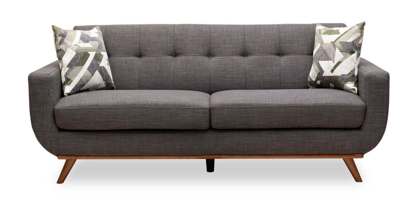 Sofa Freeman de Kort & Co. de 80 po de format condo en tissu d’apparence lin avec base et pattes en bois - gris anthracite