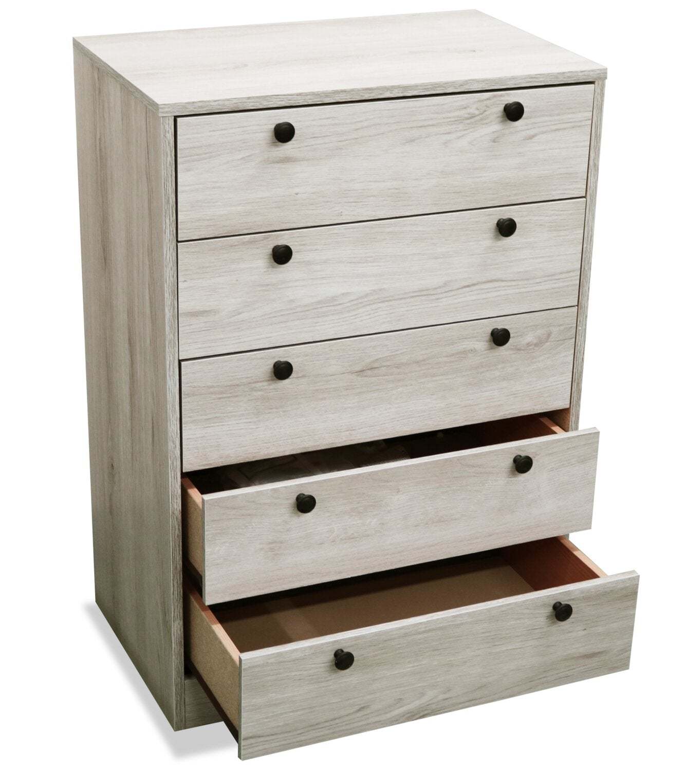 Commode de chambre à coucher Hart, 5 tiroirs, 24,6 l x 36,2 h, fabriquée au Canada - Blanc | Commode verticale Hart de 24,6 po (L) x 36,2 po (H) à 5 tiroirs pour la chambre à coucher, fabriquée au Canada - blanche