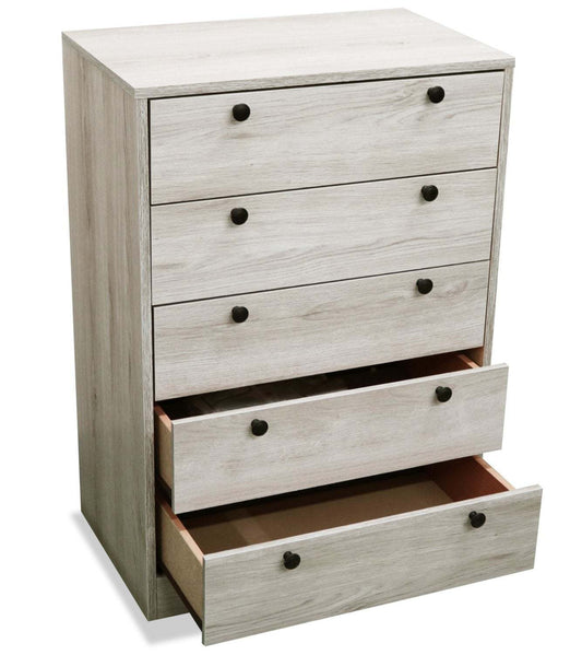 Commode de chambre à coucher Hart, 5 tiroirs, 24,6 l x 36,2 h, fabriquée au Canada - Blanc | Commode verticale Hart de 24,6 po (L) x 36,2 po (H) à 5 tiroirs pour la chambre à coucher, fabriquée au Canada - blanche