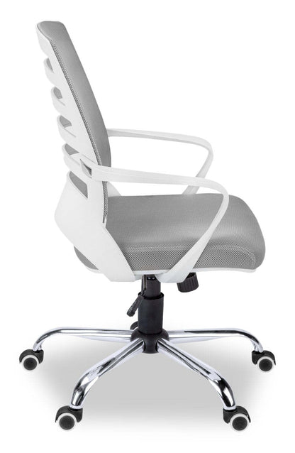 Felton 24 Office Chair - White with Grey Mesh|Chaise de bureau Felton de 24 po - blanche avec mailles grises
