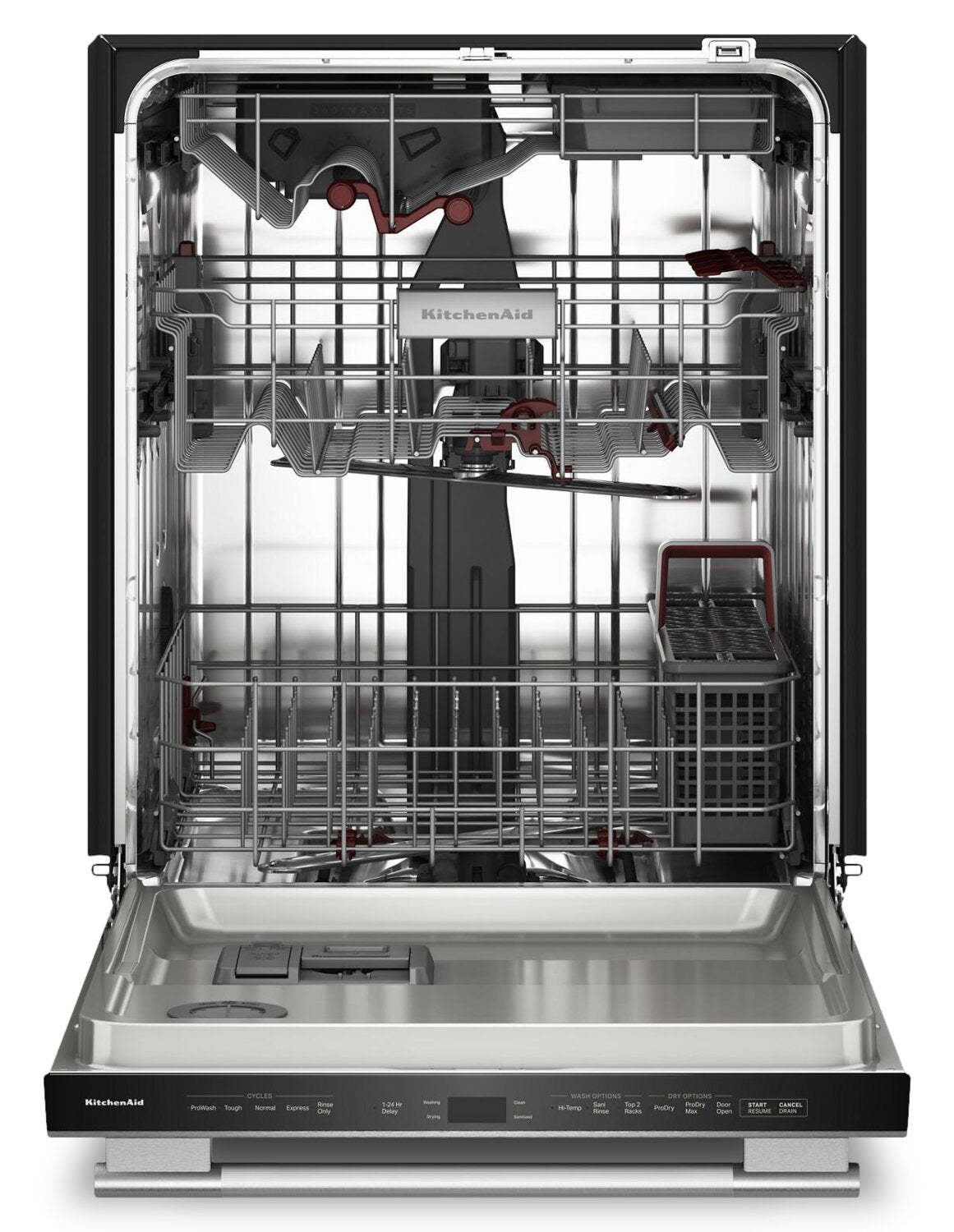 Lave-vaisselle KitchenAid de 24 po et de 44 dBA avec troisième panier 360° Max JetsMC - acier inoxydable avec fini PrintShieldMC - KDTS724SPS