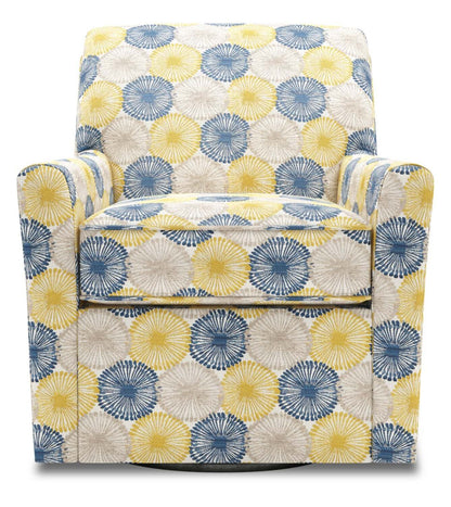 Fauteuil d’appoint pivotant personnalisable Sofa Lab de 31 po fabriqué au Canada en tissu - Sunshine multicolore | SWIV1159