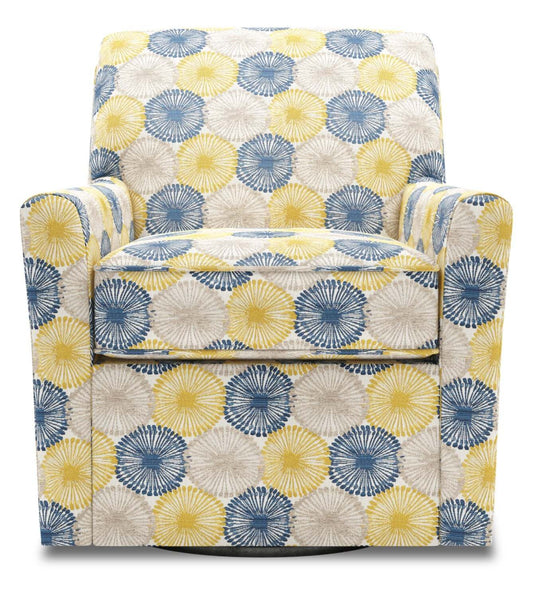 Fauteuil d’appoint pivotant personnalisable Sofa Lab de 31 po fabriqué au Canada en tissu - Sunshine multicolore | SWIV1159