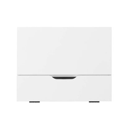 Table de nuit Akio à 1 tiroir avec rangement relevable, 18 L x 25,75 H - Blanc/Noir | Table de nuit Akio de 18 po (l) x 25,75 po (H) à 1 tiroir avec dessus relevable et rangement - blanche et noire
