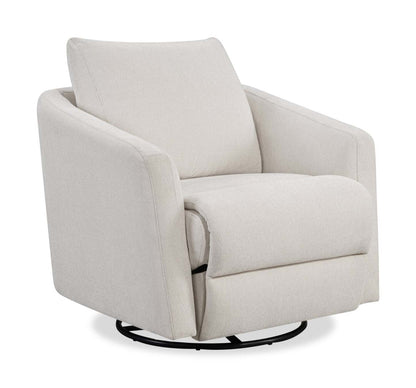 Fauteuil pivotant à inclinaison électrique Aspen de Cindy Crawford Home de 33,5 po en tissu avec repose-pieds électrique - albâtre