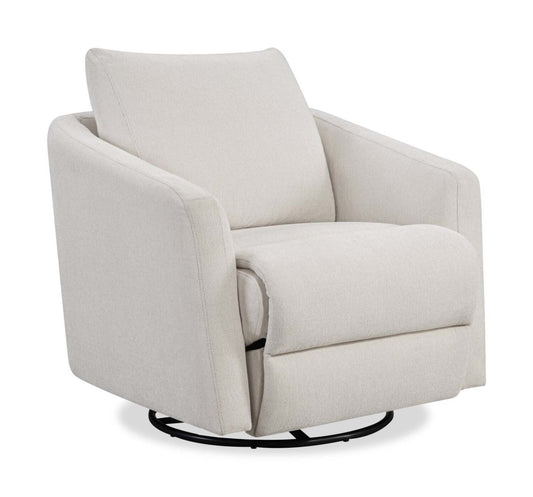 Fauteuil pivotant à inclinaison électrique Aspen de Cindy Crawford Home de 33,5 po en tissu avec repose-pieds électrique - albâtre
