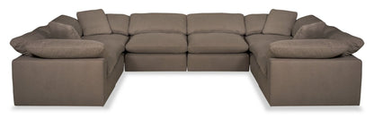 Eclipse Modular 8-Piece Linen-Look Fabric Sectional with Reversible Feather Down Cushions - Slate Grey | Sectionnel modulaire Eclipse 8 pièces en tissu d’apparence lin avec coussins réversibles en duvet et plumes - gris ardoise