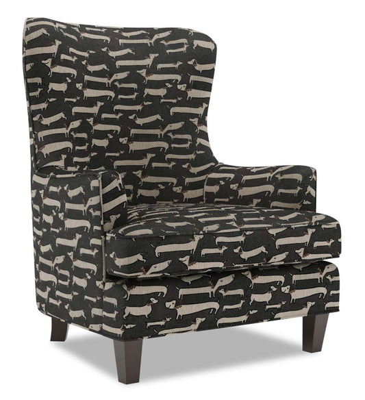 Fauteuil d’appoint à oreilles Sofa Lab personnalisable de 32 po fabriqué au Canada en tissu - Peppercorn multicolore | WING1143