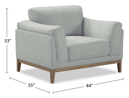 Chaise en tissu Valley 44 avec base et pieds en bois d'hévéa - Gris | Fauteuil Valley de 44 po en tissu avec base et pattes en hévéa - gris