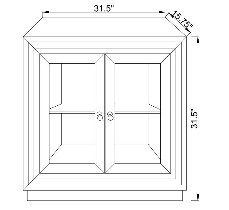 Armoire d'appoint Roxie 31,5" avec portes en verre et éclairage LED - Argent | Armoire décorative Roxie de 31,5 po avec portes en verre et éclairage à DEL - argentée | ROXIEACC
