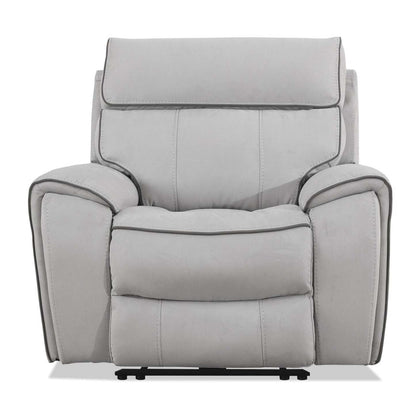 Cindy Crawford Home Newport 43 Fauteuil à inclinaison électrique en suédine avec appuie-tête électrique - gris