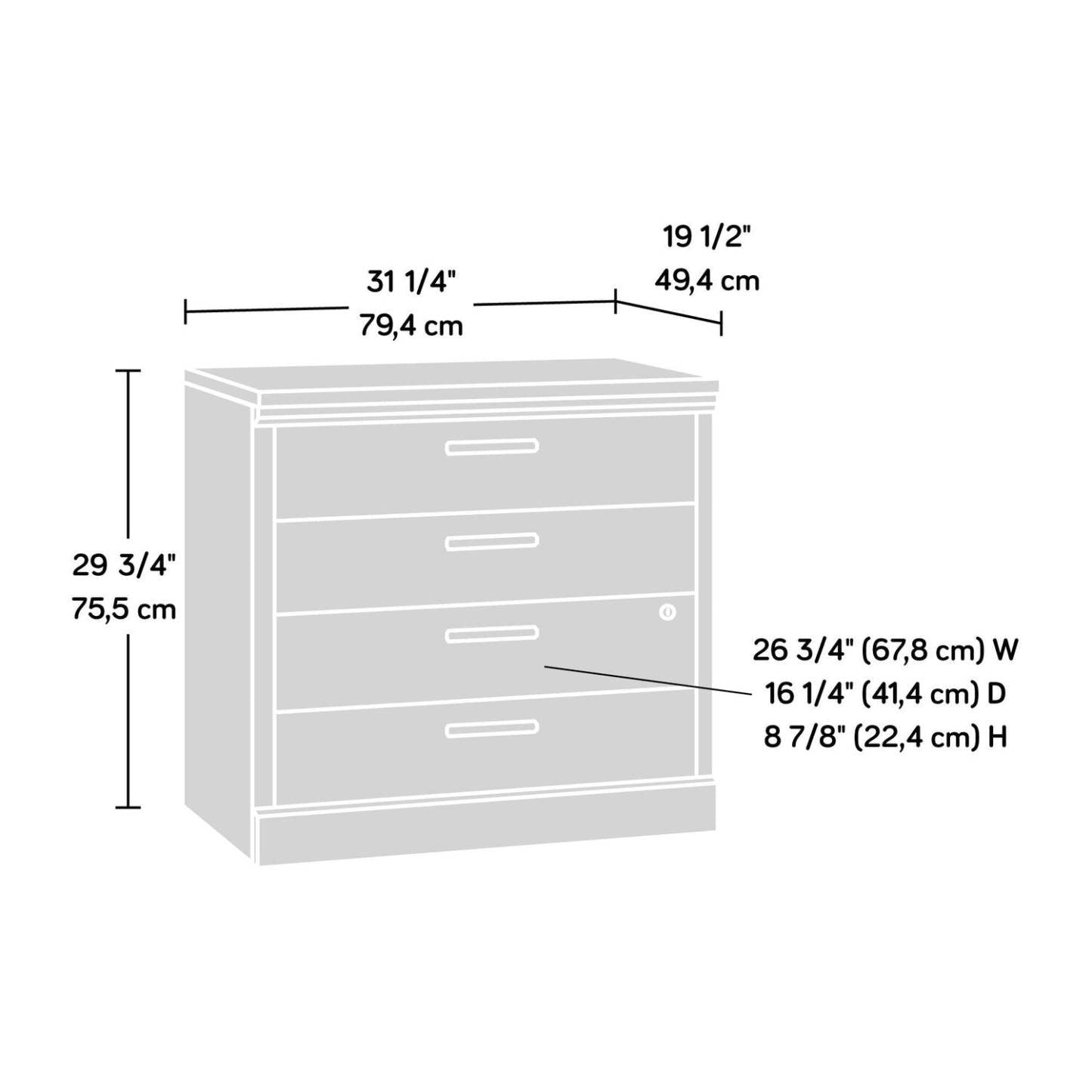 Akira 31.26 2-Drawer Filing Cabinet - Prime Oak|Classeur Akira de 31,26 po à 2 tiroirs - chêne clair