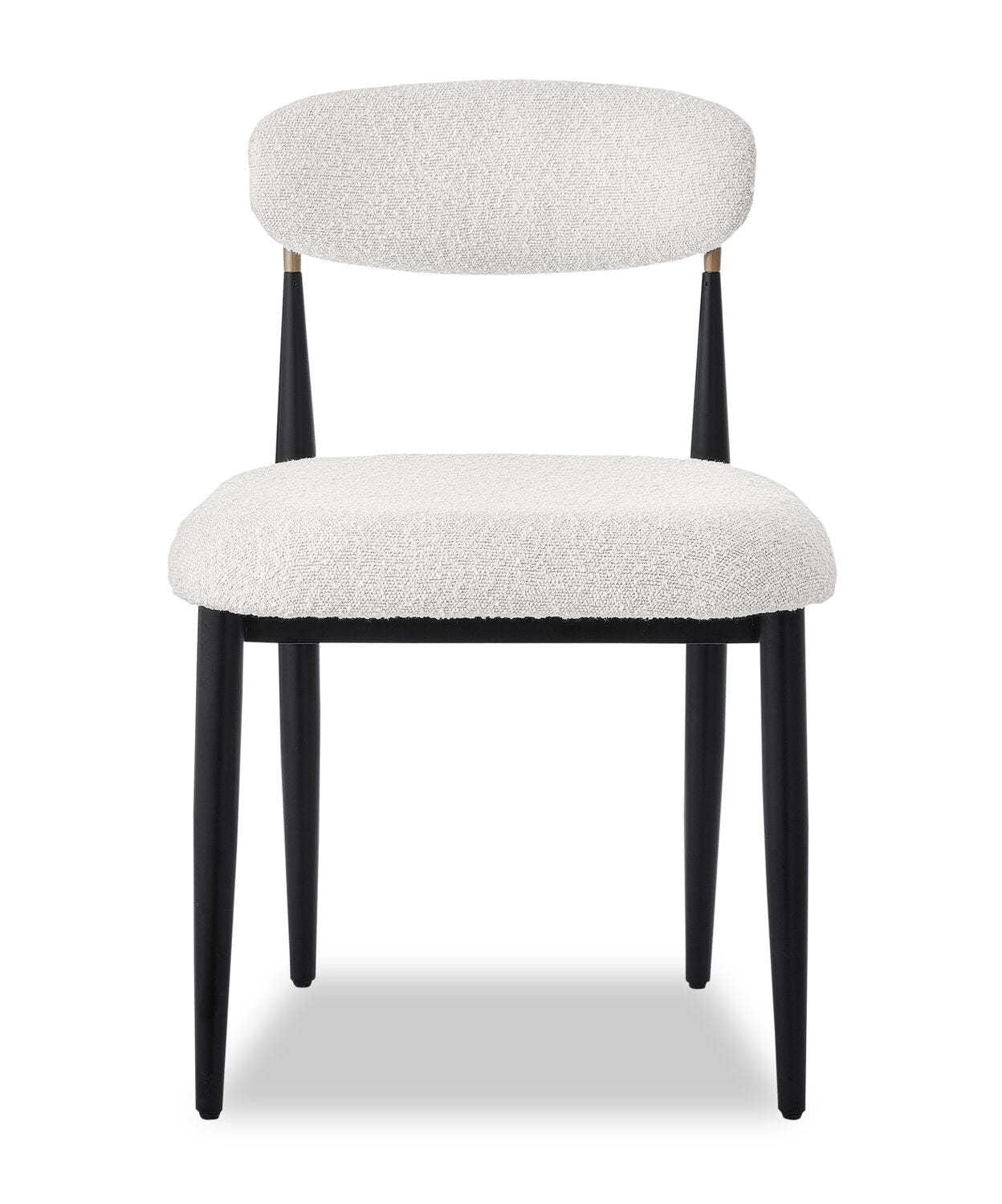Kort &amp; Co. Chaise de salle à manger Capri avec tissu bouclé et accents dorés, métal - Blanc | Chaise de salle à manger Capri de Kort &amp; Co. en métal avec tissu bouclé et touches dorées - blanche