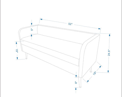 Banc Cass 52 - Velours Rose avec Pieds Dorés|Banc Cass de 52 po - velours rose avec pattes dorées