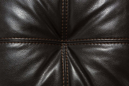 Fauteuil Addison de 42 po fabriqué au Canada en tissu d'apparence cuir avec coussin de siège amovible et capitonnage - noir mûre