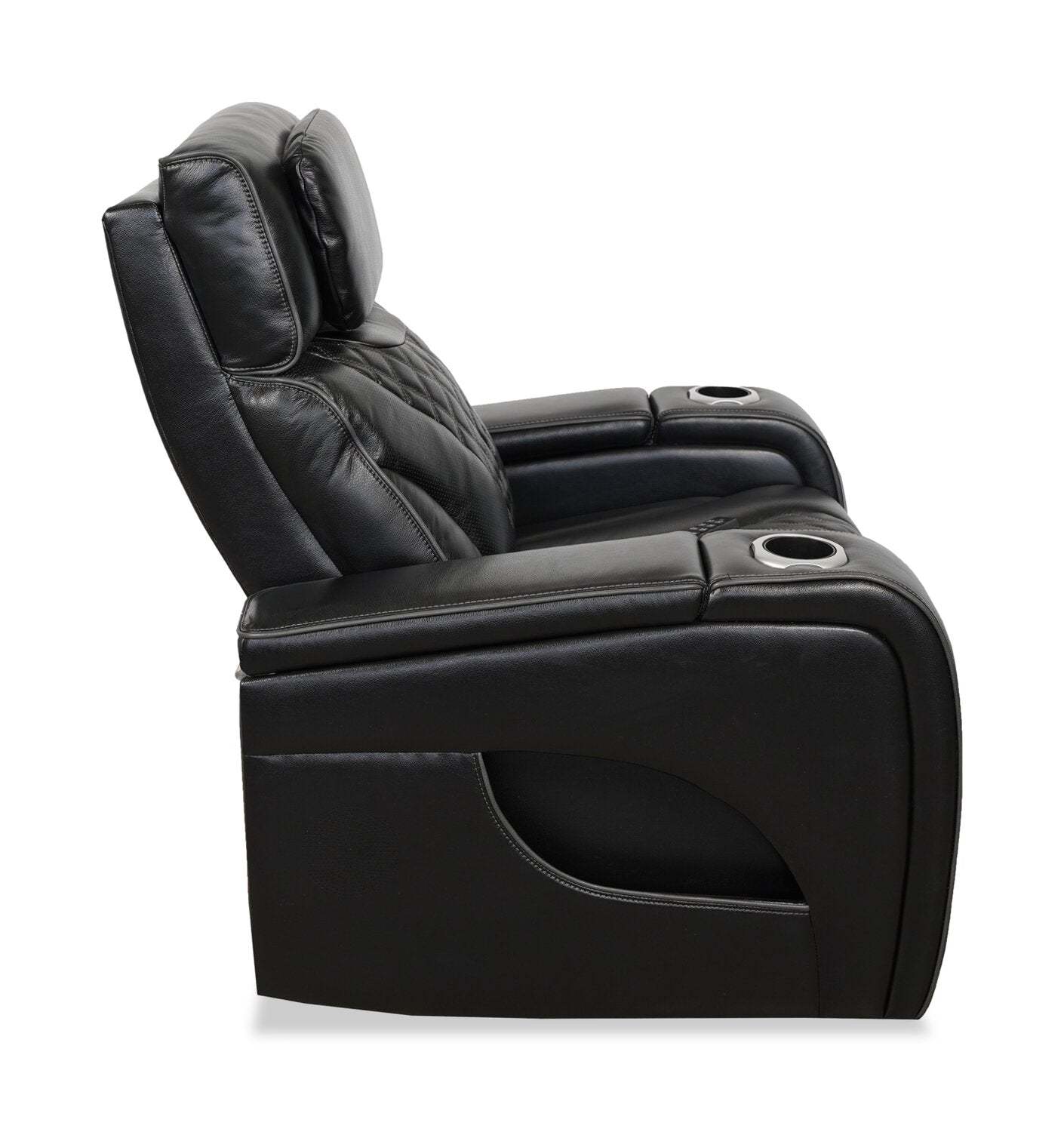 Fauteuil de massage à inclinaison électrique Elite de 38 po en cuir véritable avec son immersif et appuie-tête électrique - noir