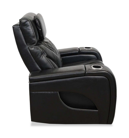 Fauteuil de massage à inclinaison électrique Elite de 38 po en cuir véritable avec son immersif et appuie-tête électrique - noir