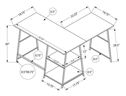 Evlin 42 L-Shaped Office Desk with Shelves - Grey|Bureau en forme de L Evlin de 42 po à tablettes - gris