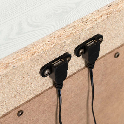 Table de nuit Everley à 2 tiroirs avec port USB, 19,5 W - Blanc | Table de nuit Everley de 19,5 po (L) à 2 tiroirs avec port USB - blanche