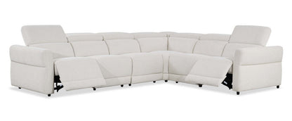 Cindy Crawford Home Aspen 4-Piece Power Reclining Sectional with Reclining Armless Chair - Alabaster | Canapé sectionnel à inclinaison électrique Aspen de Cindy Crawford Home 4 pièces avec fauteuil sans accoudoirs inclinable - albâtre