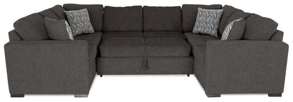 Fabriqué au Canada Canapé-lit sectionnel Legend 3 pièces en tissu chenille - Brun étain | Canapé-lit sectionnel Legend 3 pièces fabriqué au Canada en tissu de chenille - brun étain