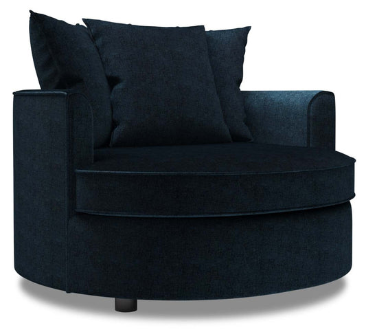 Fauteuil d'appoint enveloppant Sofa Lab de 48 po fabriqué au Canada en tissu de chenille - bleu Luxury Indigo | CUDD3193