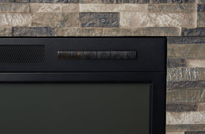 Meuble pour téléviseur Lappland de 70 po avec foyer électrique, rangement et système de gestion des câbles pour téléviseurs jusqu’à 80 po - noir