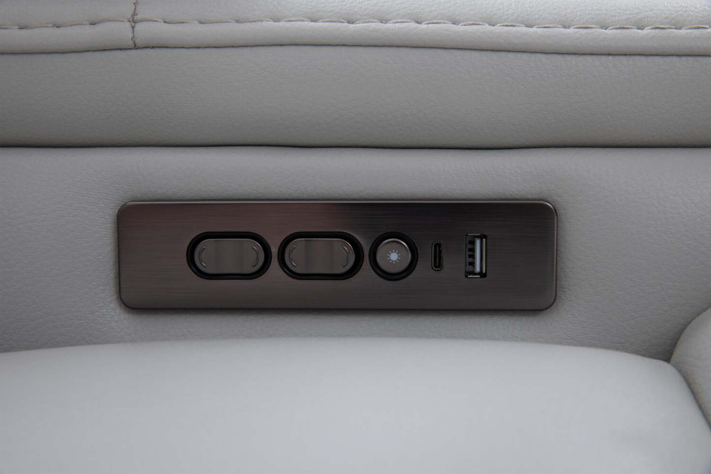 Cinema 79.6 Tissu d'apparence cuir Sièges de cinéma maison inclinables électriquement avec deux sièges - Gris brume cosmique