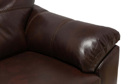 Fauteuil Addison de 42 po fabriqué au Canada en tissu d’apparence cuir avec coussin de siège amovible et capitonnage - brun