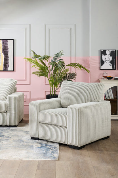 Fauteuil Willow de 40 po en tissu gris clair avec accoudoirs rectilignes et coussins de siège et de dossier réversibles | WIL2GYCH