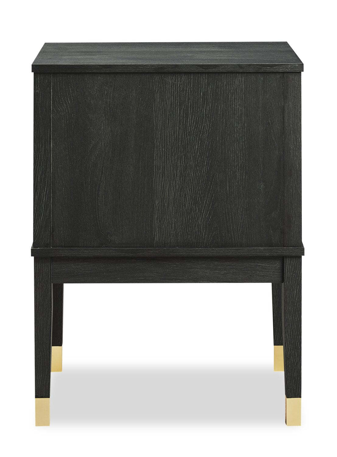 Table de chevet Alia à 2 tiroirs avec accents dorés, 18 L x 25,75 H - Noir | Table de nuit Alia de 18 po (l) x 25,75 po (H) à 2 tiroirs avec touche dorée - noire
