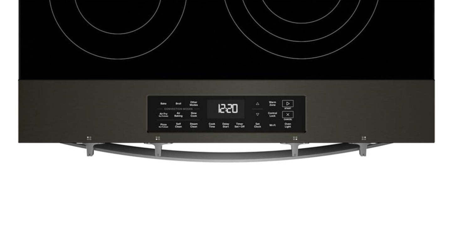 Cuisinière électrique Whirlpool de 30 po et de 5,3 pi³ avec cuisson à air - noire sur acier inoxydable - YWSES5030SV