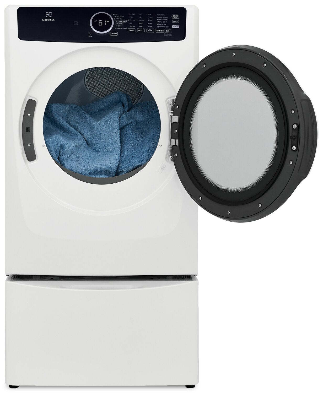 Sécheuse électrique Electrolux de 8 pi³ avec vapeur - blanche - superposable - ELFE743CAW | Electrolux 8 Cu. Ft. Electric Dryer with Steam - White - Stackable - ELFE743CAW