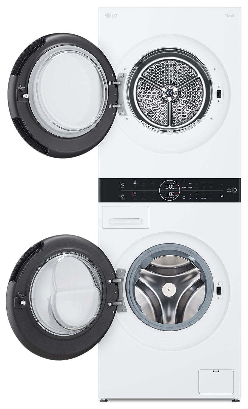 LG 3.1 Washer/4.2 Dryer Cu. Ft. Front-Load High-Efficiency Washtower™ - Blanc - WKHC152HWA | Tour de lavage WashTowerMC haute efficacité LG à chargement frontal avec laveuse de 3,1 pi³ et séche…