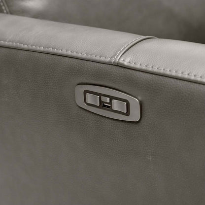 Bryce 35.5 Top-Grain Genuine Leather Power Reclining Chair with Power Headrest - Grey | Fauteuil à inclinaison électrique Bryce de 35,5 po en cuir véritable de qualité supérieure avec appuie-tête électrique - gris