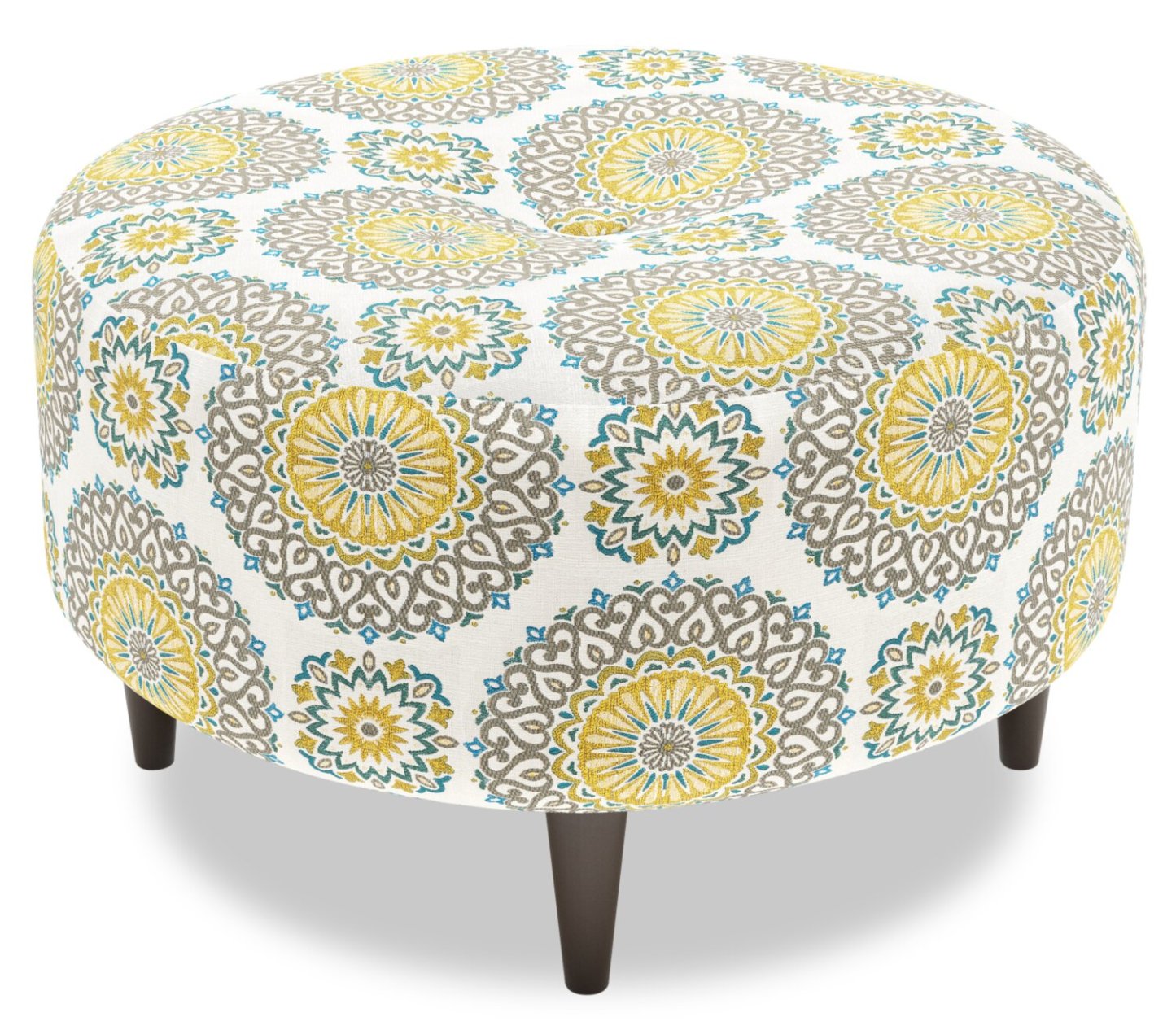 Fabriqué au Canada Sofa Lab personnalisable Pouf en tissu The Curve 31 - Jade multicolore | Pouf The Curve de Sofa Lab de 31 po fabriqué au Canada en tissu - Jade multicolore | CURV1140