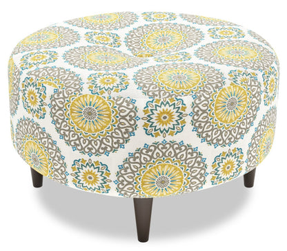 Fabriqué au Canada Sofa Lab personnalisable Pouf en tissu The Curve 31 - Jade multicolore | Pouf The Curve de Sofa Lab de 31 po fabriqué au Canada en tissu - Jade multicolore | CURV1140