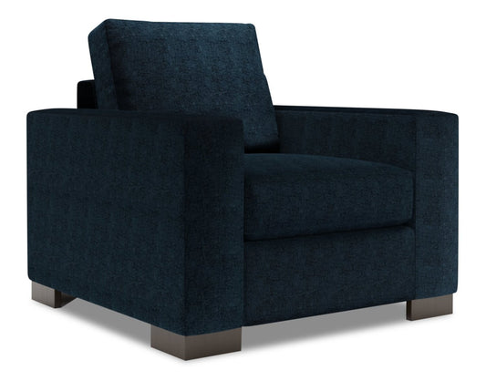 Fauteuil Track de Sofa Lab personnalisable de 38 po fabriqué au Canada en tissu de chenille avec accoudoirs rectilignes - bleu Luxury Indigo | TR303193