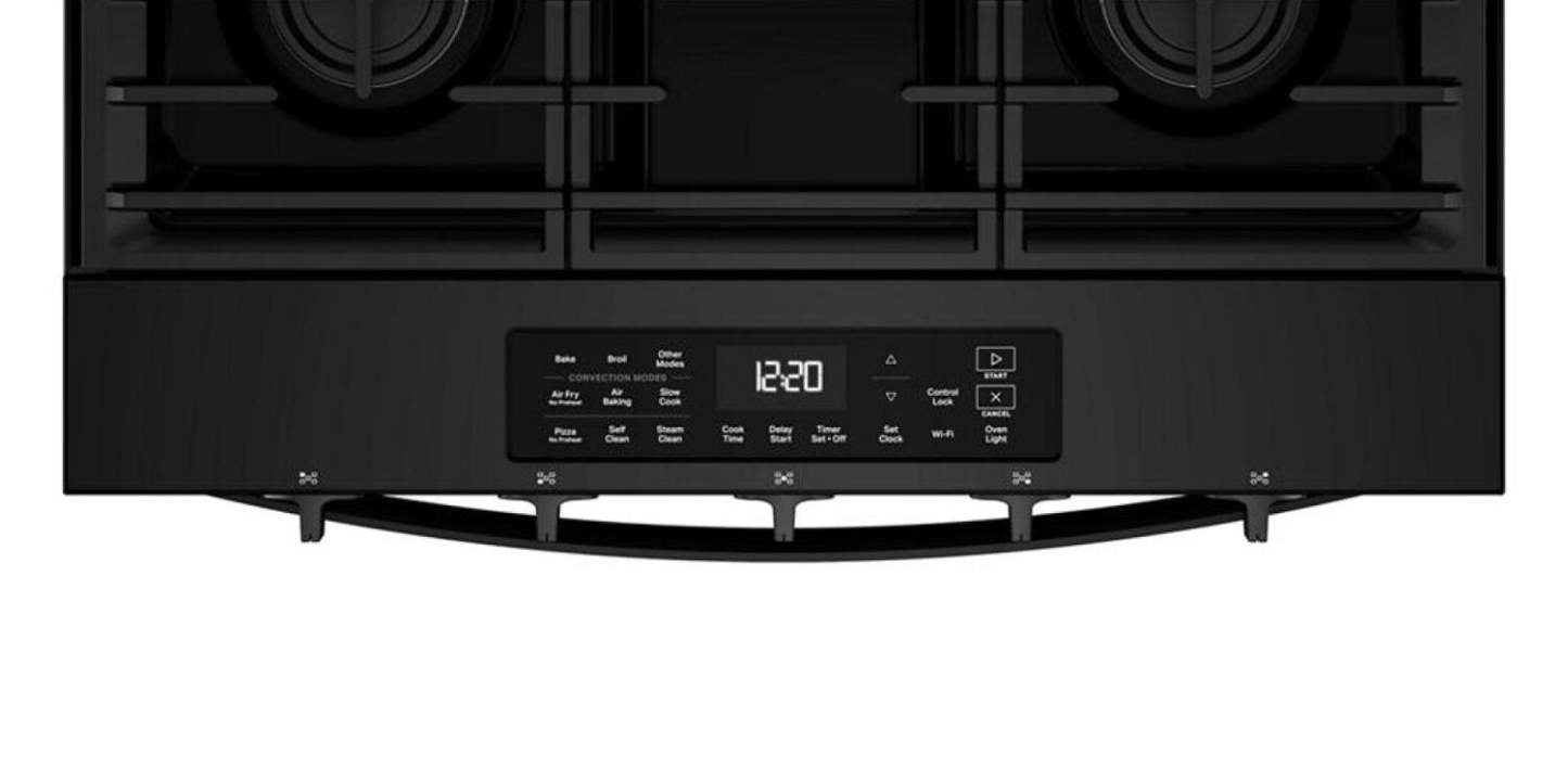 Cuisinière à gaz Whirlpool de 5 pi³ et de 30 po avec cuisson à air - noire - WSGS5030SB | Whirlpool 30 5 Cu. Ft. Gas Range with Air Cooking - Black - WSGS5030SB