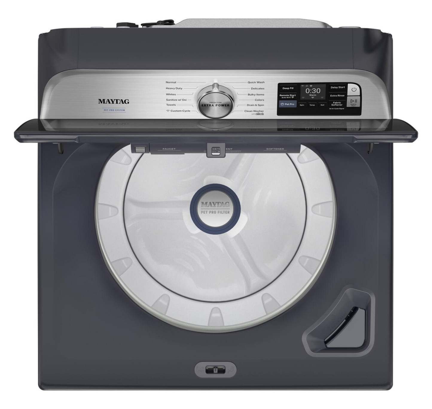 Maytag 6.0 Cu. Ft. Pet Pro Smart Top-Load Washer - Midnight Steel - MTW7205RF | Laveuse intelligente Animal Pet Pro de Maytag à chargement par le haut de 6,0 pi3 - acier minuit - MTW7205RF