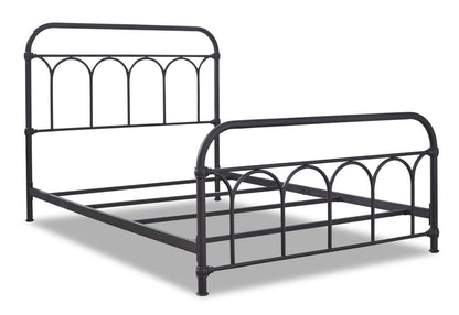 Lit en métal Nora avec tête de lit et cadre, noir - Pleine grandeur | Lit Nora en métal avec tête de lit et cadre de lit, noir - format lit double