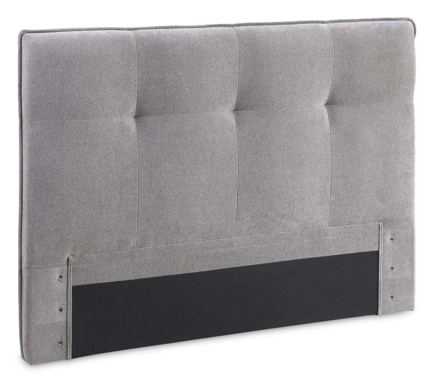 Lit de rangement Amos rembourré en tissu gris avec tête de lit capitonnée et 3 tiroirs intégrés - format grand lit