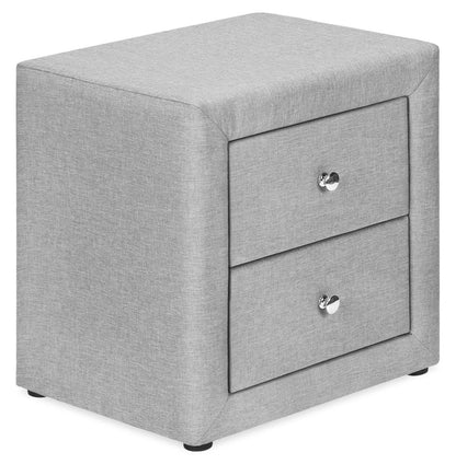 Table de nuit rembourrée à 2 tiroirs Zara, 20,5 L x 20,75 H - Gris | Table de nuit rembourrée Zara de 20,5 po (l) x 20,75 po (H) à 2 tiroirs - grise